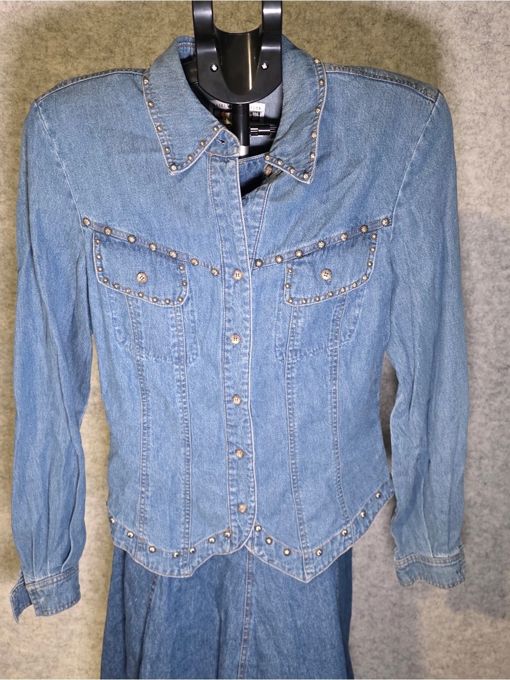 Hairston Roberson ROPA Studded Denim Jacket Skirt Set Western Cowgirl Sz 4
